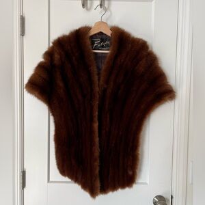 Vintage Rich Brown Mink Futaba Furrier Japan Fur Coat/Shawl